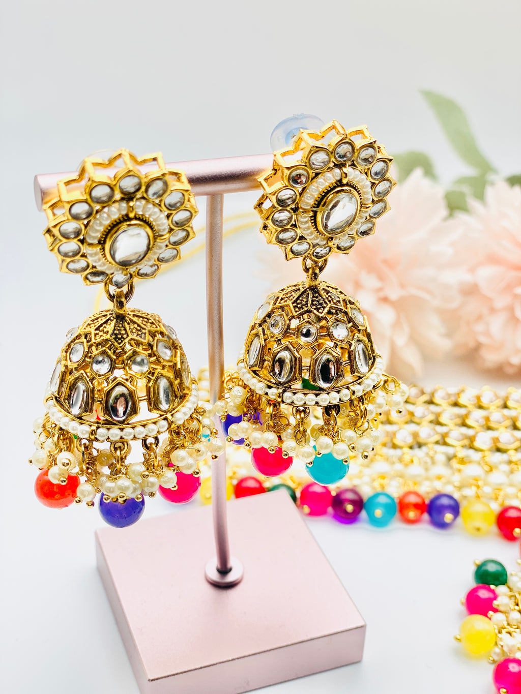 Aradhya Multi Polki Choker Necklace With Colourful Stones | Simzdesignzz |
