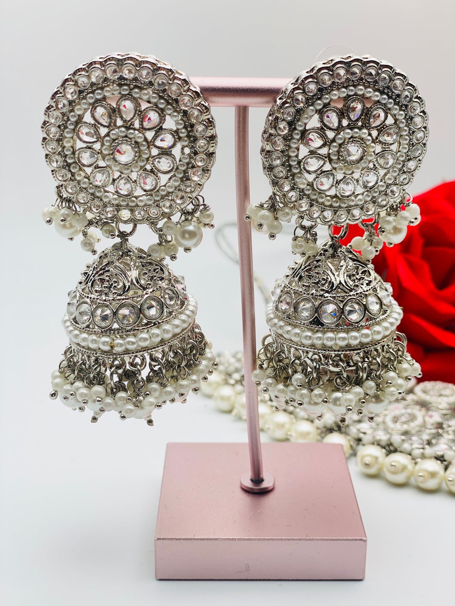 Oversize Bridal|Semi-Bridal Necklace Set With Jhumki | Simzdesignzz |