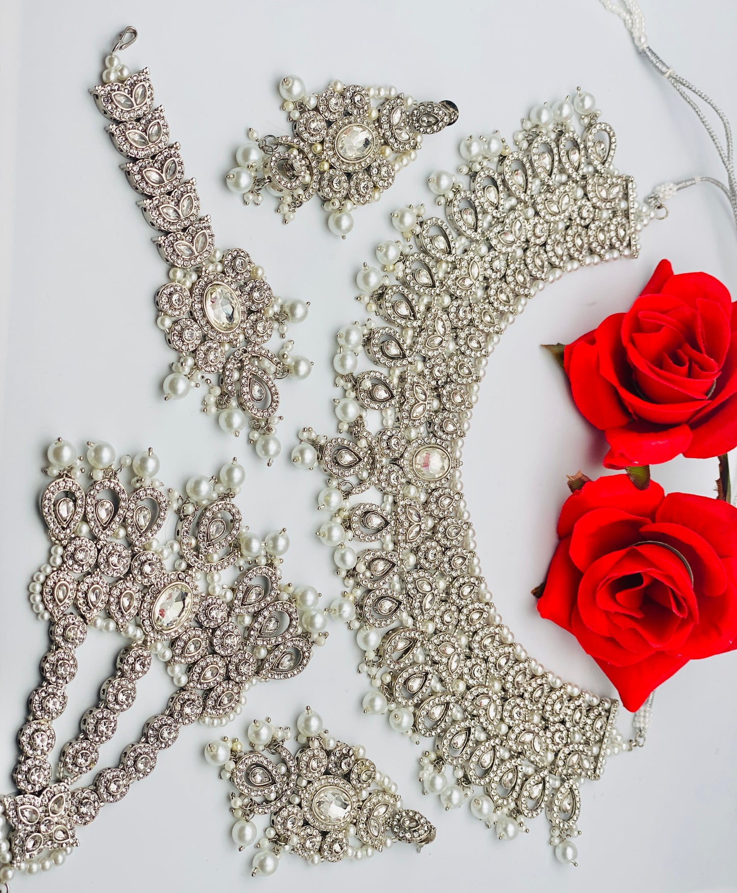 Silver Polki Bridal|Semi-Bridal Set Necklace | Simzdesignzz |