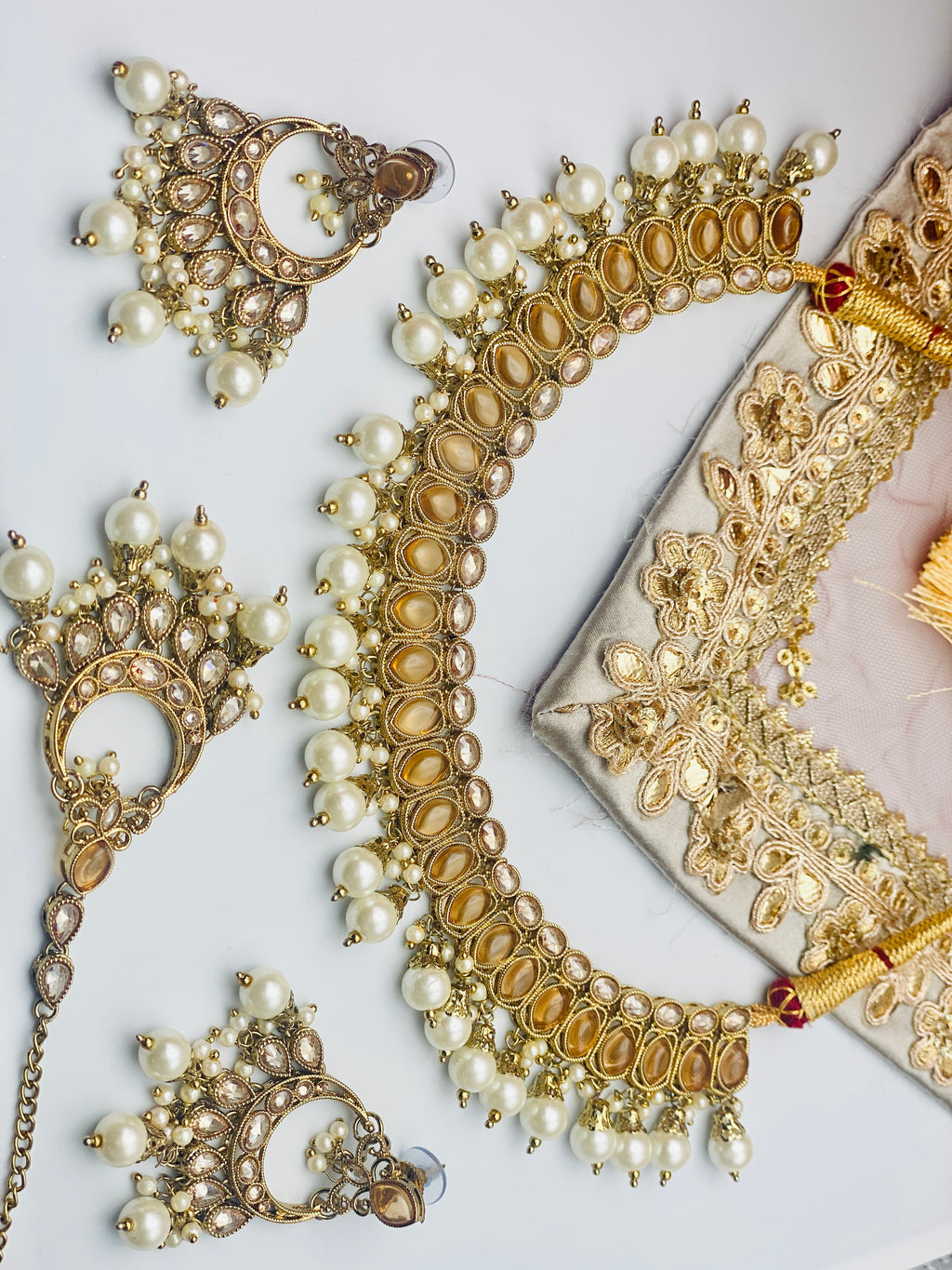 Zageer Golden Polki Necklace Set | Simzdesignzz |