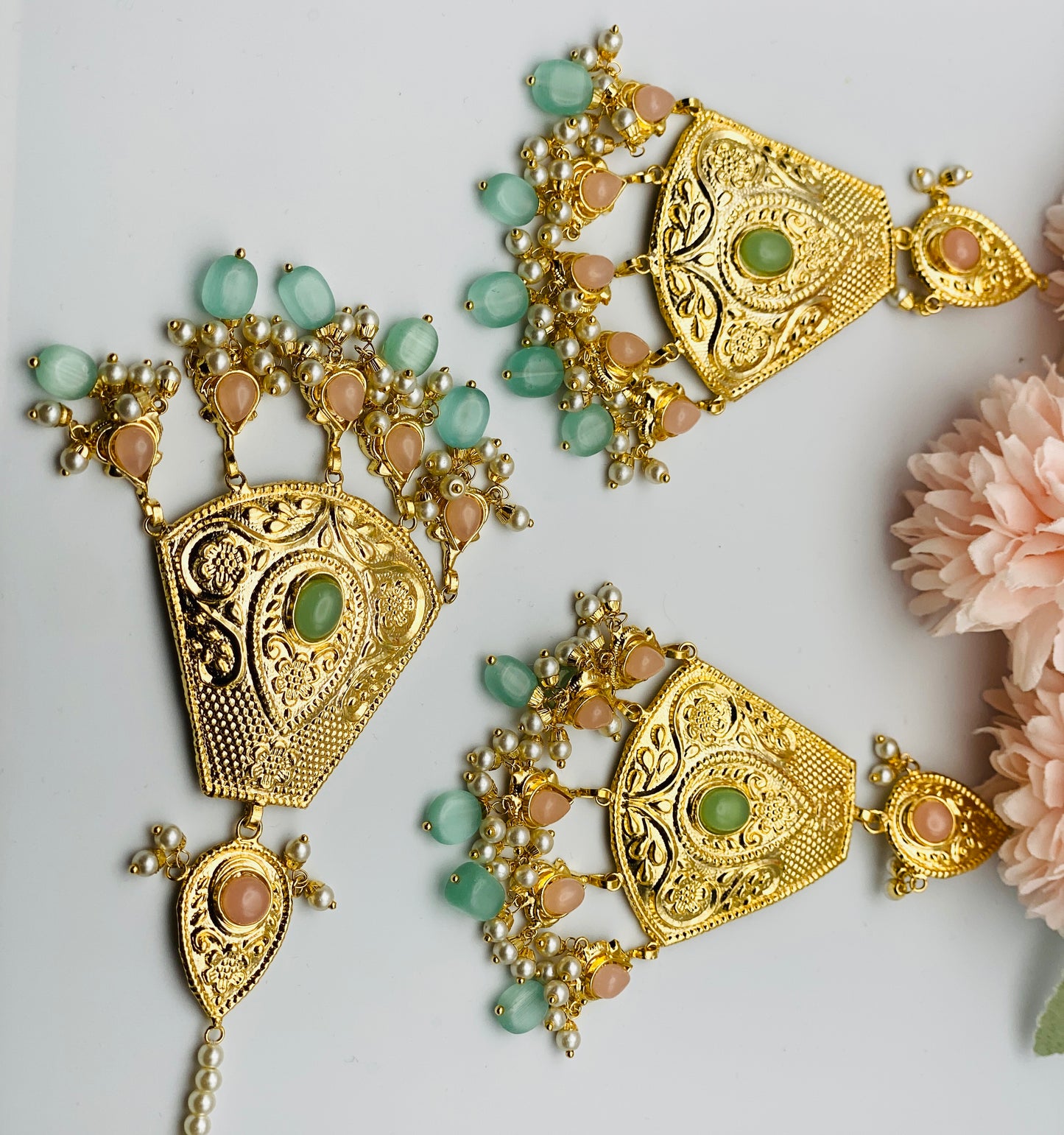 Gold-Plated Oversize Earrings With Tikka | 1GM | Simzdesignzz |