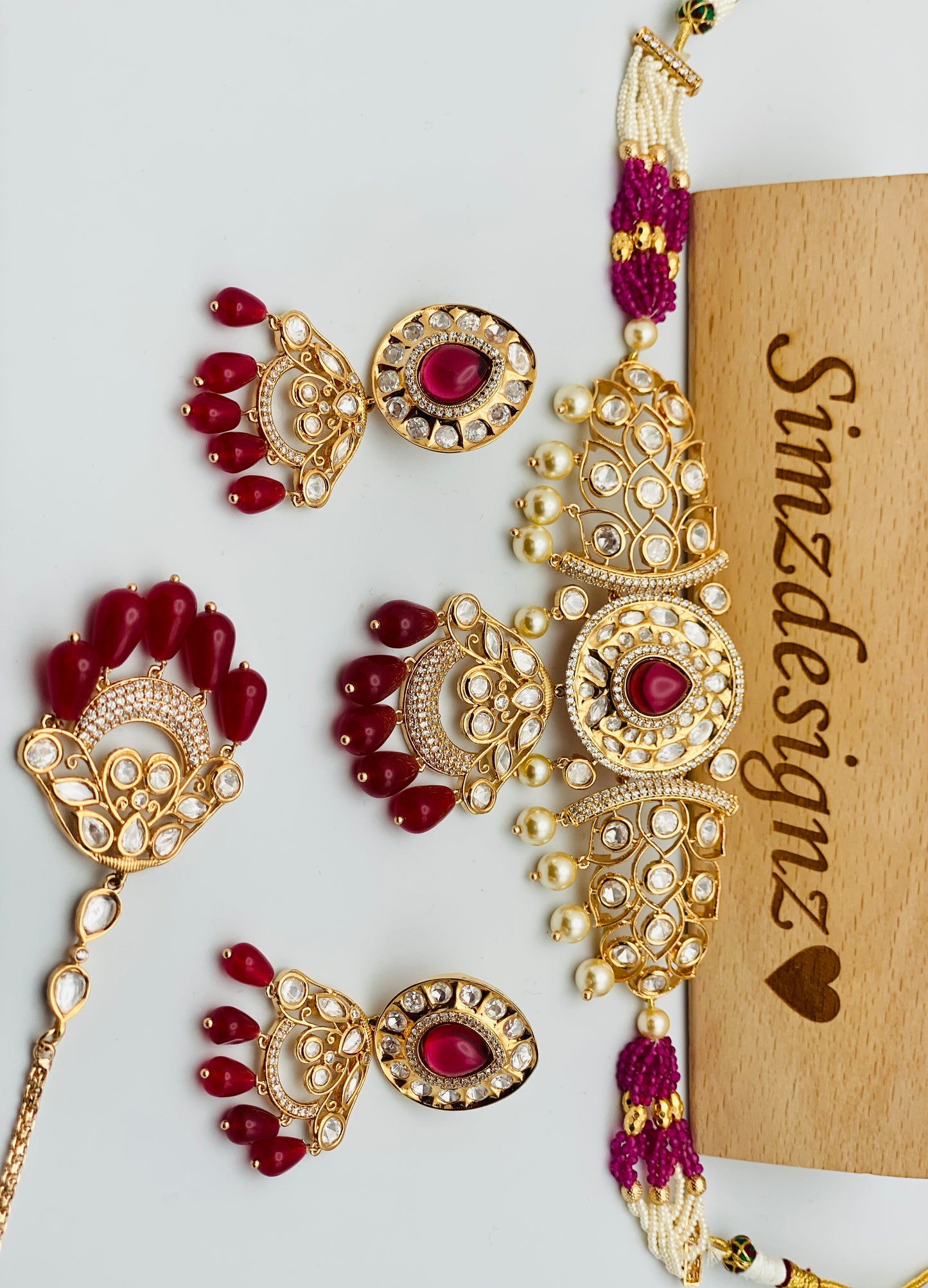 Maroon Tyani-Kundan Choker Necklace| High Quality  |Simzdesignzz |