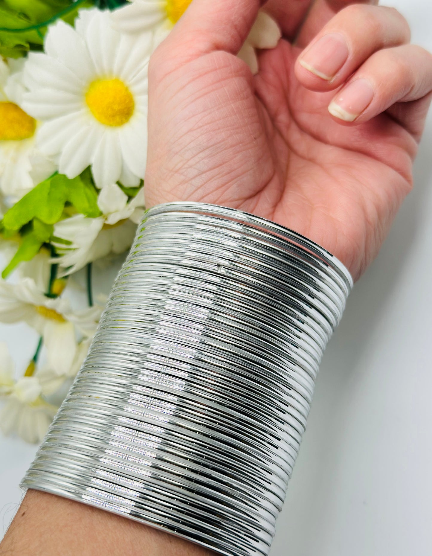 Shiny Silver Bangles | Simzdesignzz |