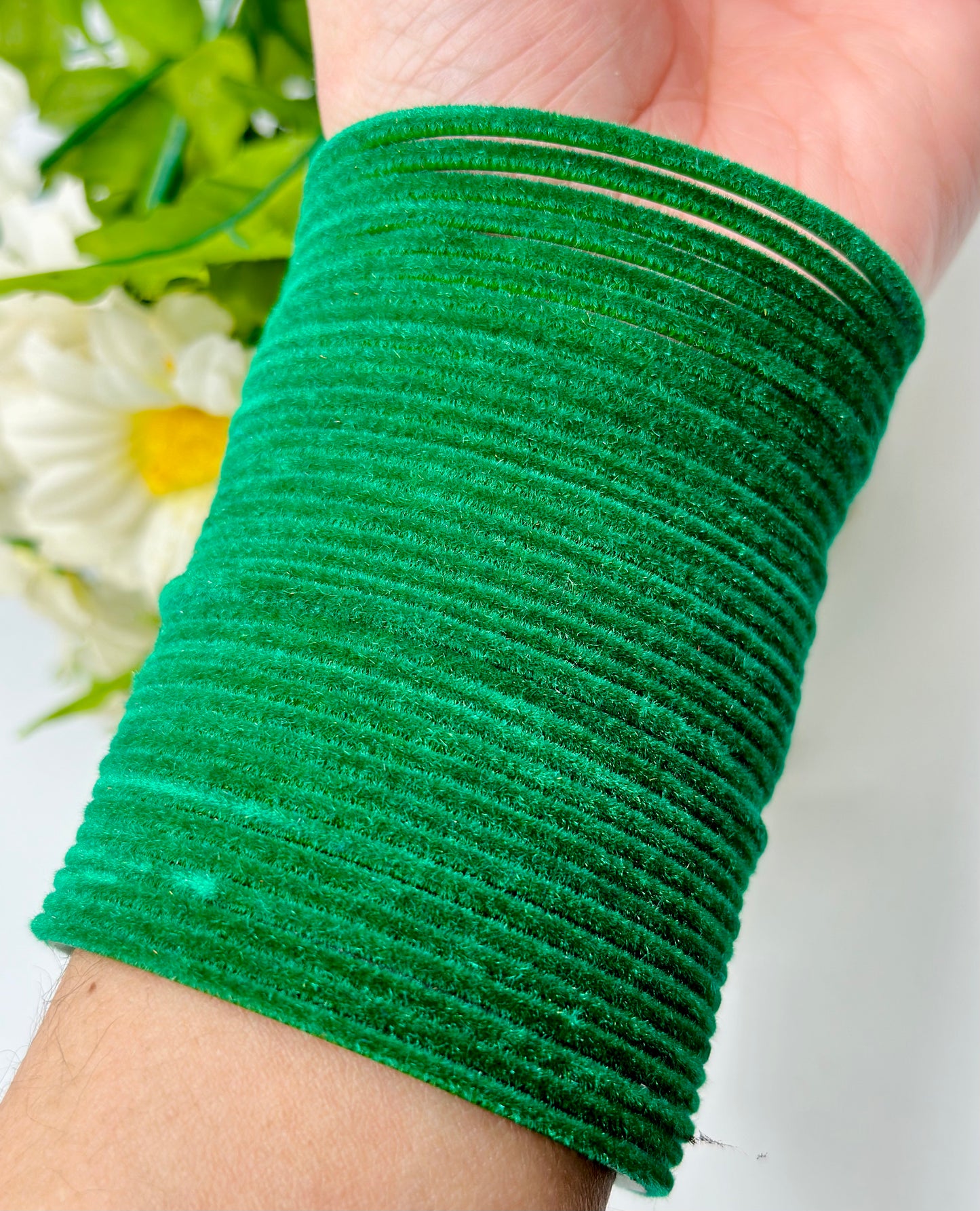 Bottle-Green Velvet Bangles | Simzdesignzz |