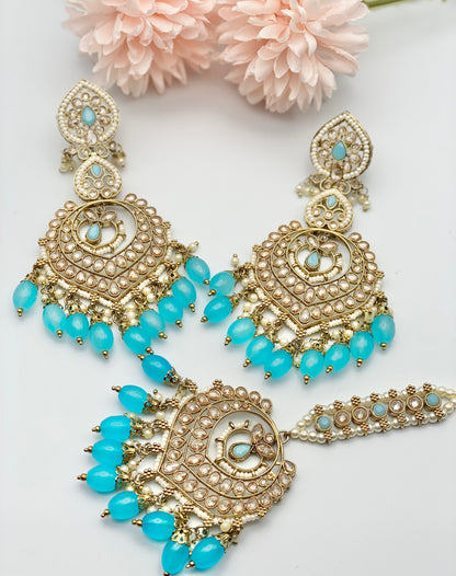 Oversize Polki Earrings With Tikka | Simzdesignzz |