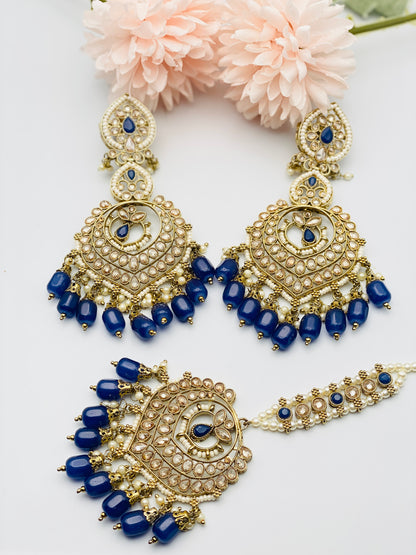 Oversize Polki Earrings With Tikka | Simzdesignzz |