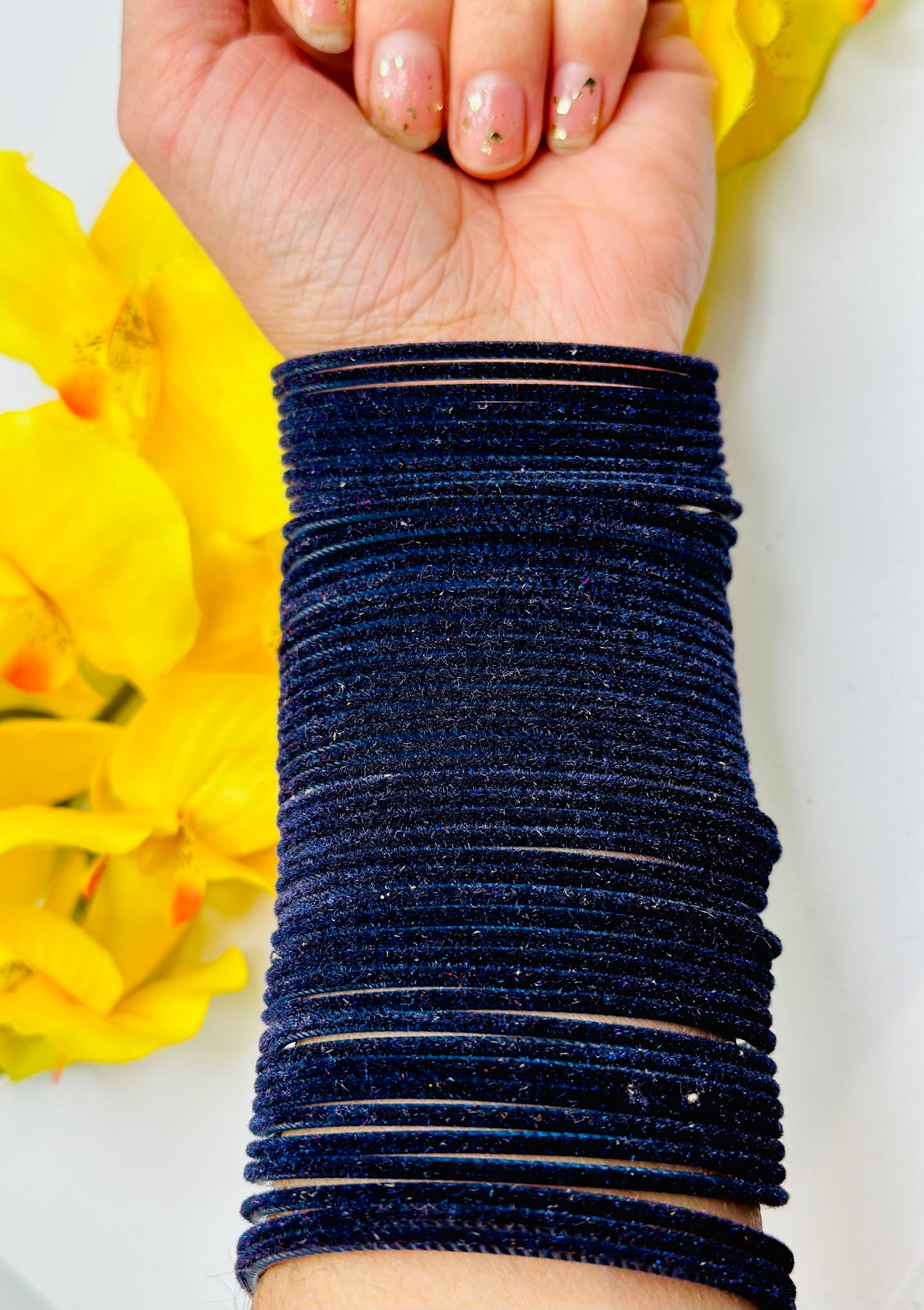 Navy-Blue Velvet Bangles | Simzdesignzz |