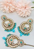 Mirror Work Polki Earrings With Tikka | Simzdesignzz |