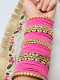 Baby-Pink Velvet Bangles With Kundan Kadhe | Simzdesignzz |