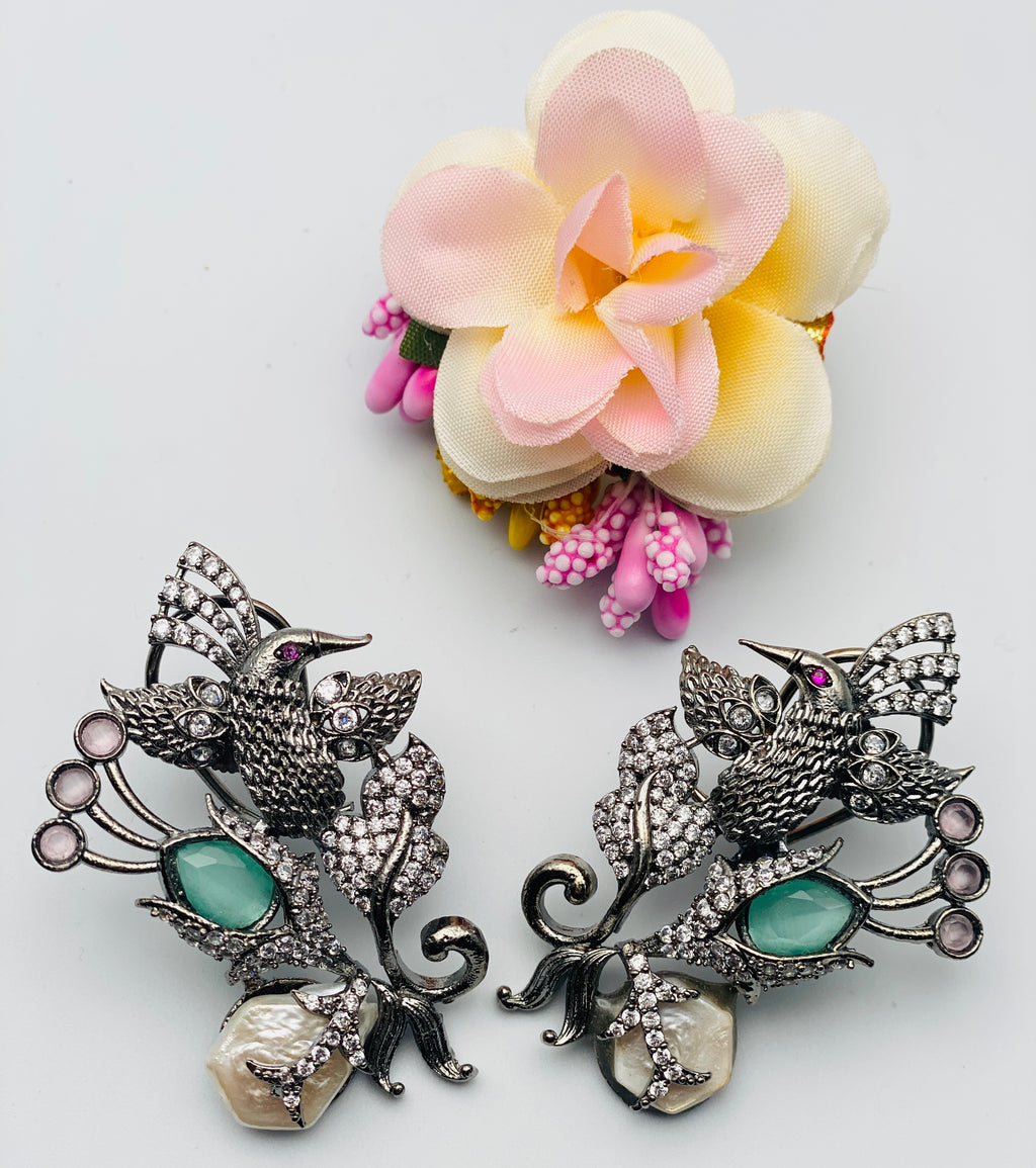 Western Pearl Victorian Sparrow Stud Earrings | Simzdesignzz |