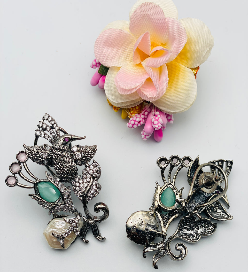 Western Pearl Victorian Sparrow Stud Earrings | Simzdesignzz |