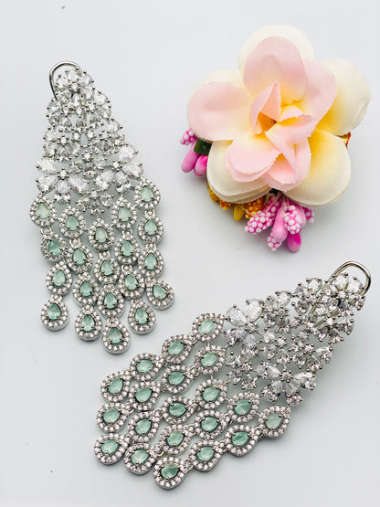 American Diamond With Victorian Stones Long Earrings | Simzdesignzz |