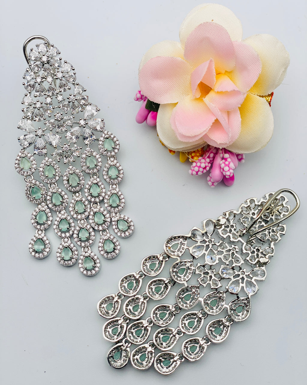 American Diamond With Victorian Stones Long Earrings | Simzdesignzz |