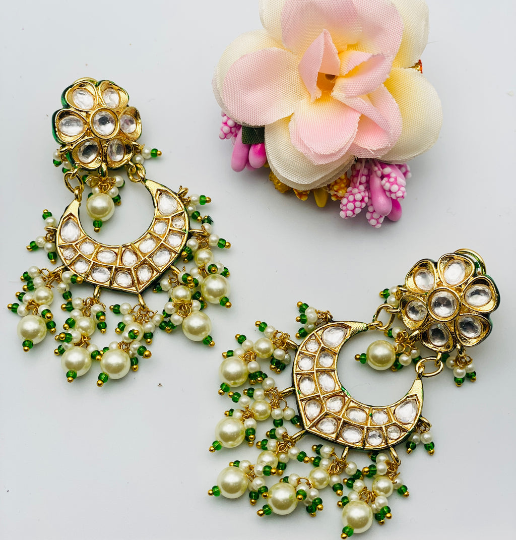 Half-Moon Style Kundan Earrings | Simzdesignzz |