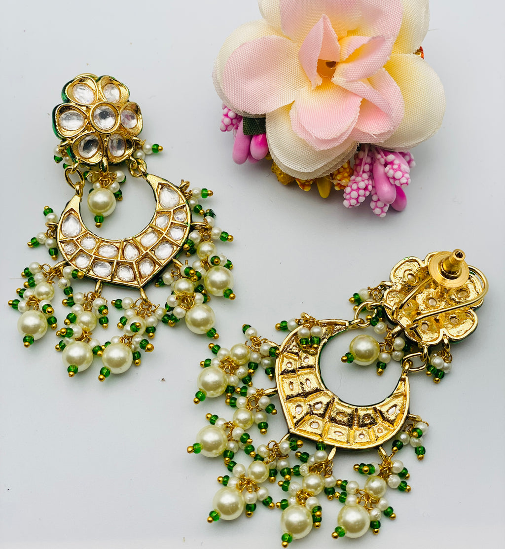 Half-Moon Style Kundan Earrings | Simzdesignzz |