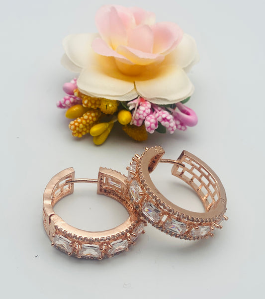 Rose-Gold American Diamond Hoops Earrings | Simzdesignzz |