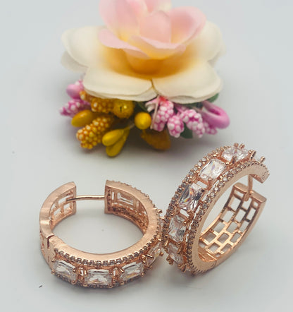 Rose-Gold American Diamond Hoops Earrings | Simzdesignzz |