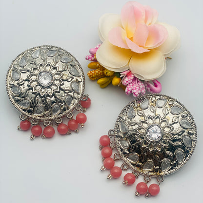 Oxidized Studs Earrings With Stones | Simzdesignzz |