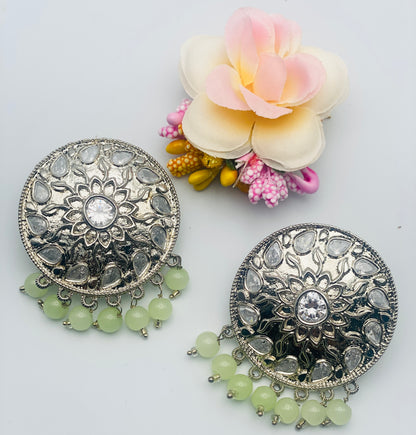 Oxidized Studs Earrings With Stones | Simzdesignzz |