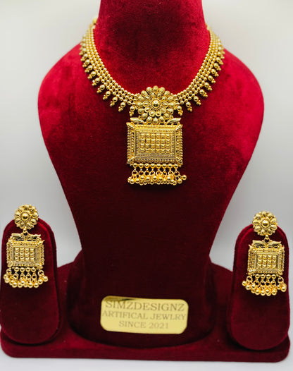 Noor Handcrafted Gold-Plated Necklace Set | 1GM | Simzdesignzz |