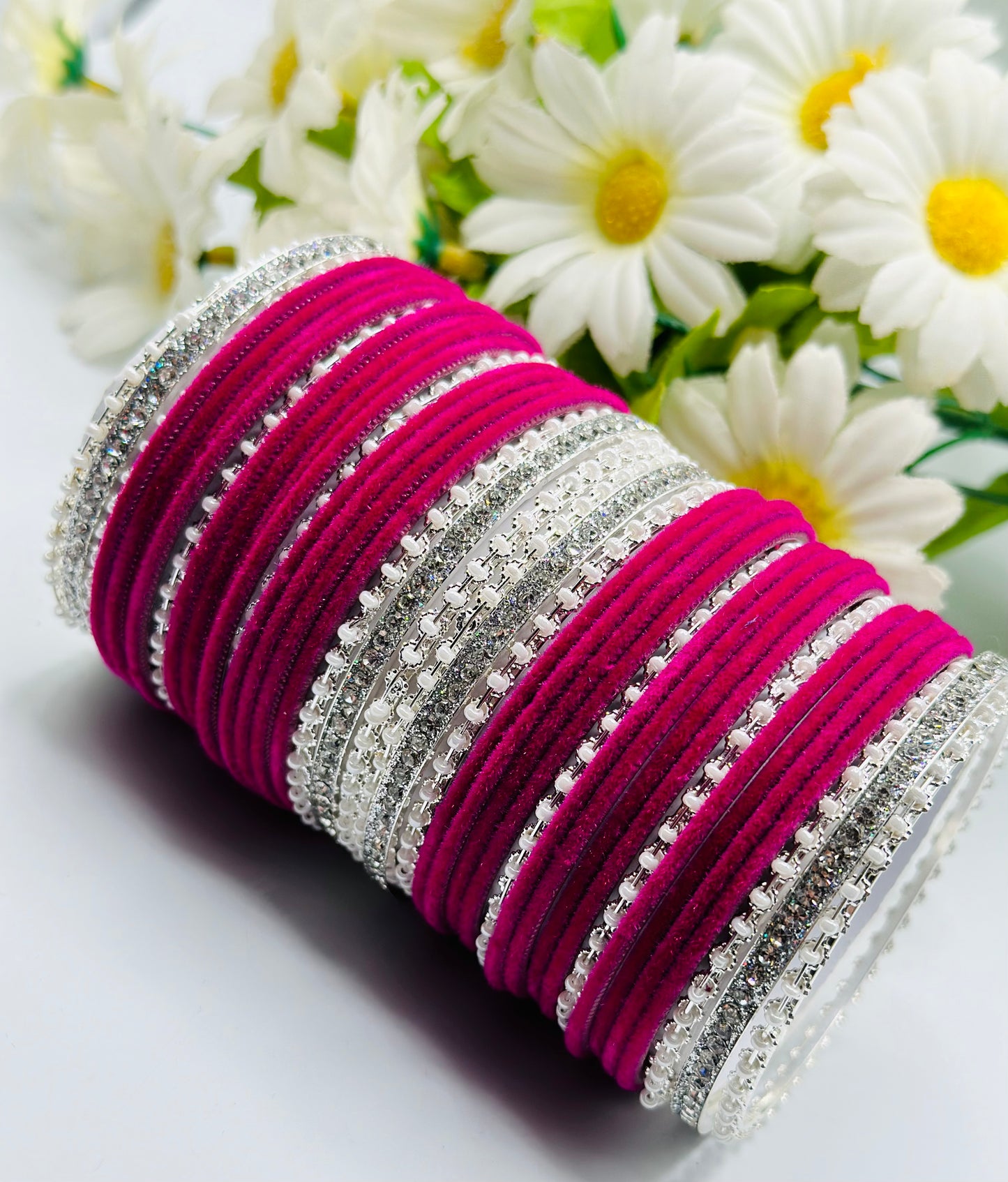 Maganta Stone-Work Velvet Bangles | Simzdesignzz |