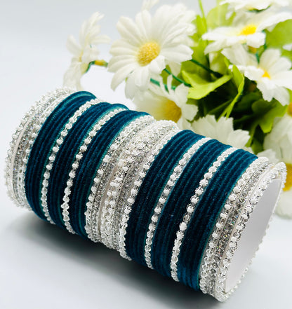 Peacock Stone-Work Velvet Bangles | Simzdesignzz |