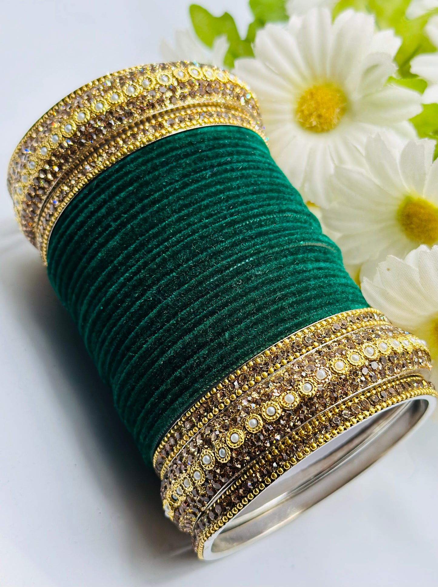 Bottle-Green Velvet Bangles | Simzdesignzz |