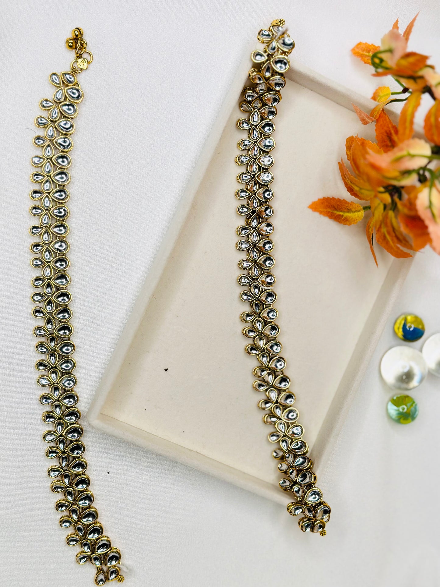 Kundan Flower Anklets | Simzdesignzz |