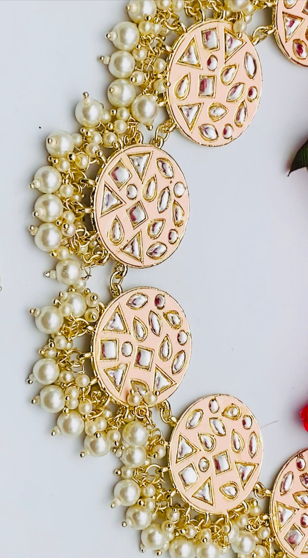 Peach Round-Shape Necklace Set | Simzdesignzz |