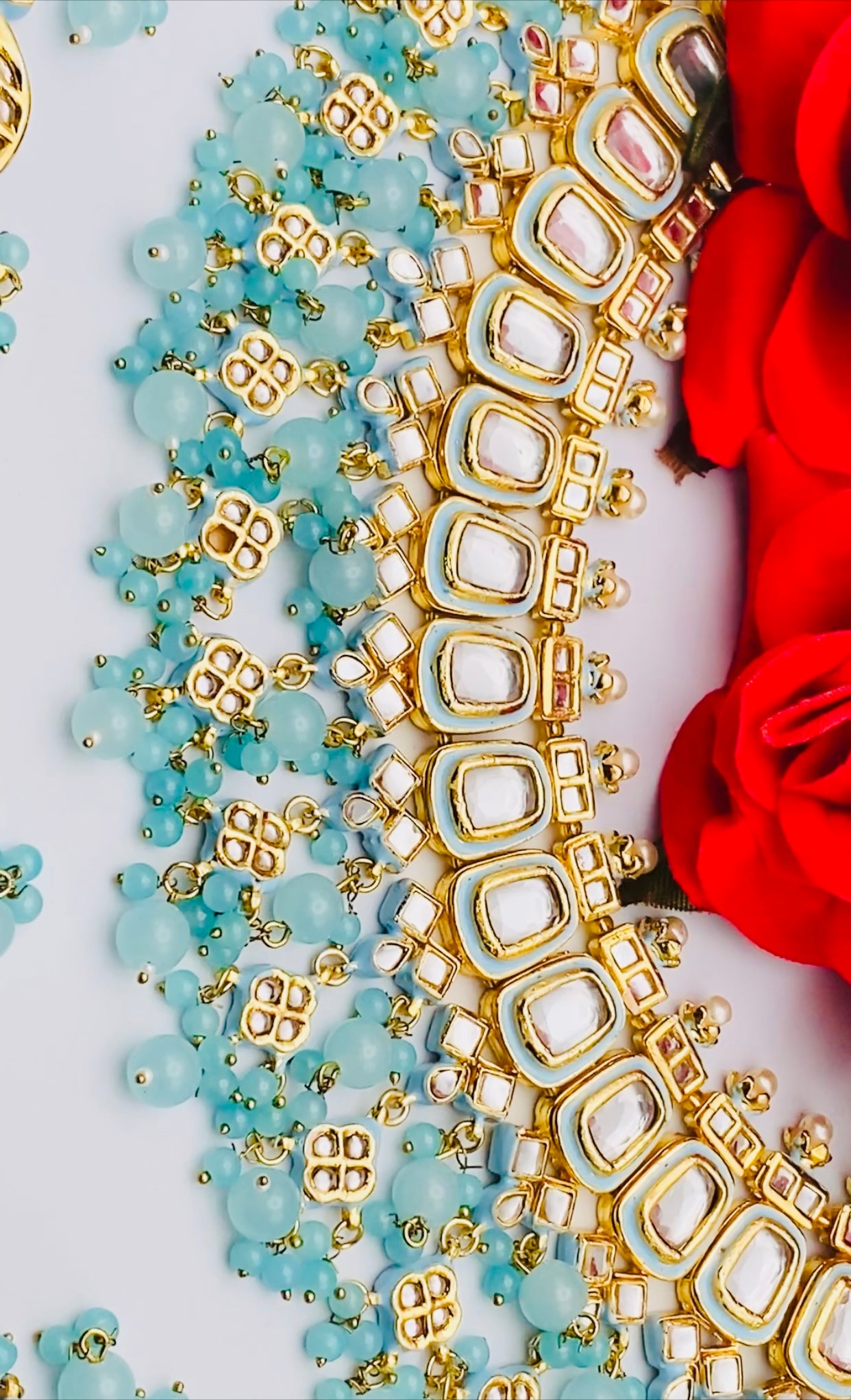 Sanvi Kundan Blue Necklace | Simzdesignzz |