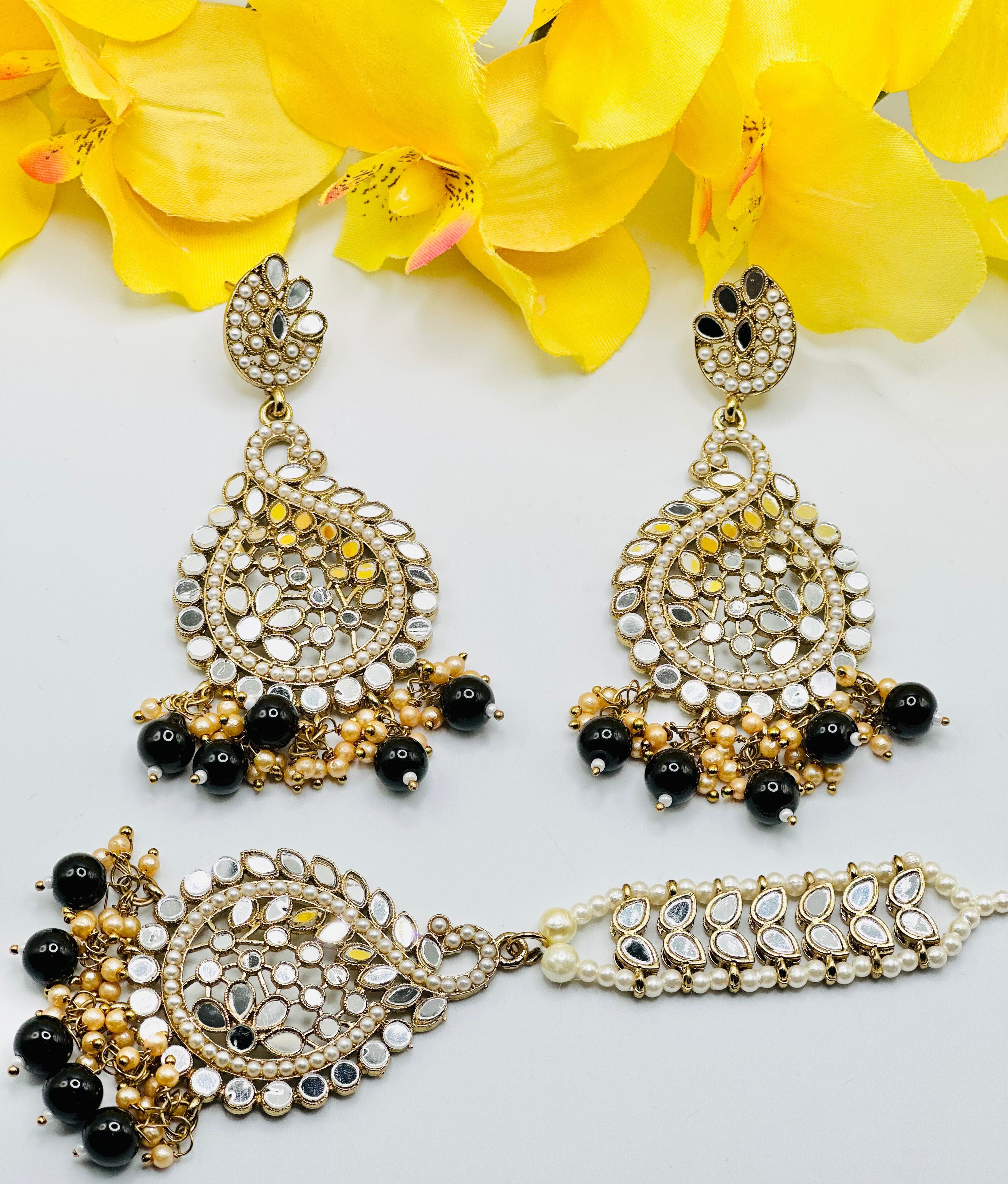 Sophia Trending Mirror Work Earrings Tikka | Simzdesignz |