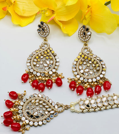 Sophia Trending Mirror Work Earrings Tikka | Simzdesignz |