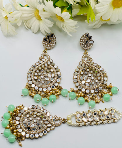 Sophia Trending Mirror Work Earrings Tikka | Simzdesignz |