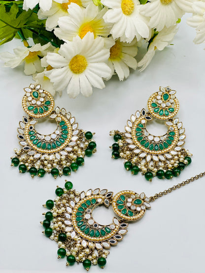 Zardozi Mirror Work Earrings With Tikka | Simzdesignz |