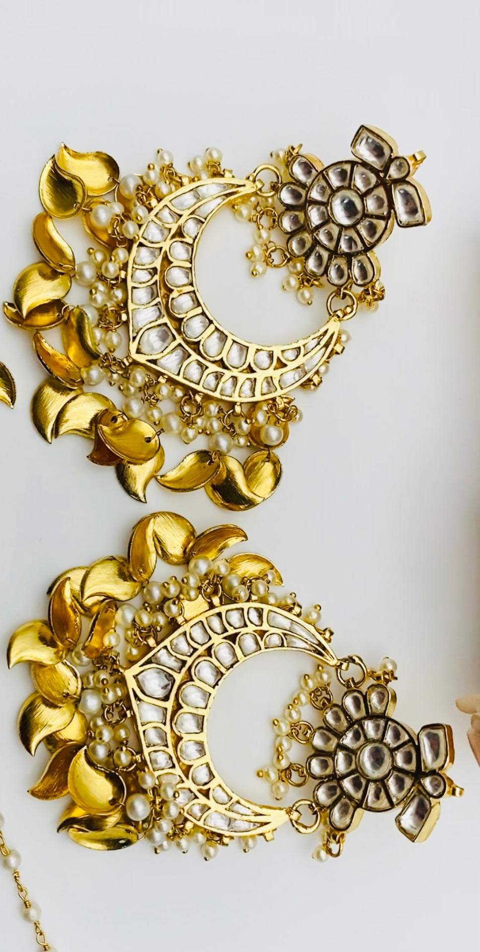 Peepal-Patti Pachi Kundan Earrings | Simzdesignzz |