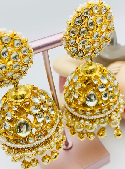 Golden Pachi Kundan Earrings | Simzdesignzz |
