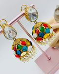 Multi Stoned Pachi Jhumki Earrings | Simzdesignzz |