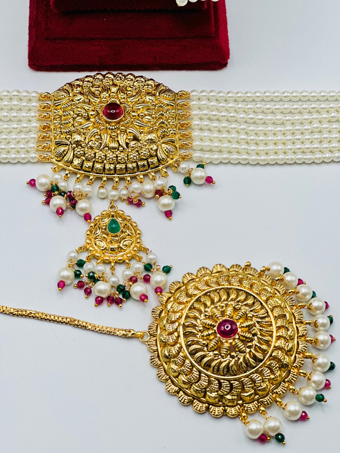 Ruhi Gold-Plated Jhumki Necklace Set With Tikka | 1GM | Simzdesignzz |