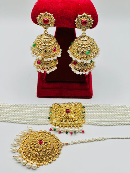 Square-Shaped Choker Necklace Set With Jhumki | 1GM Gold | Simzdesignz