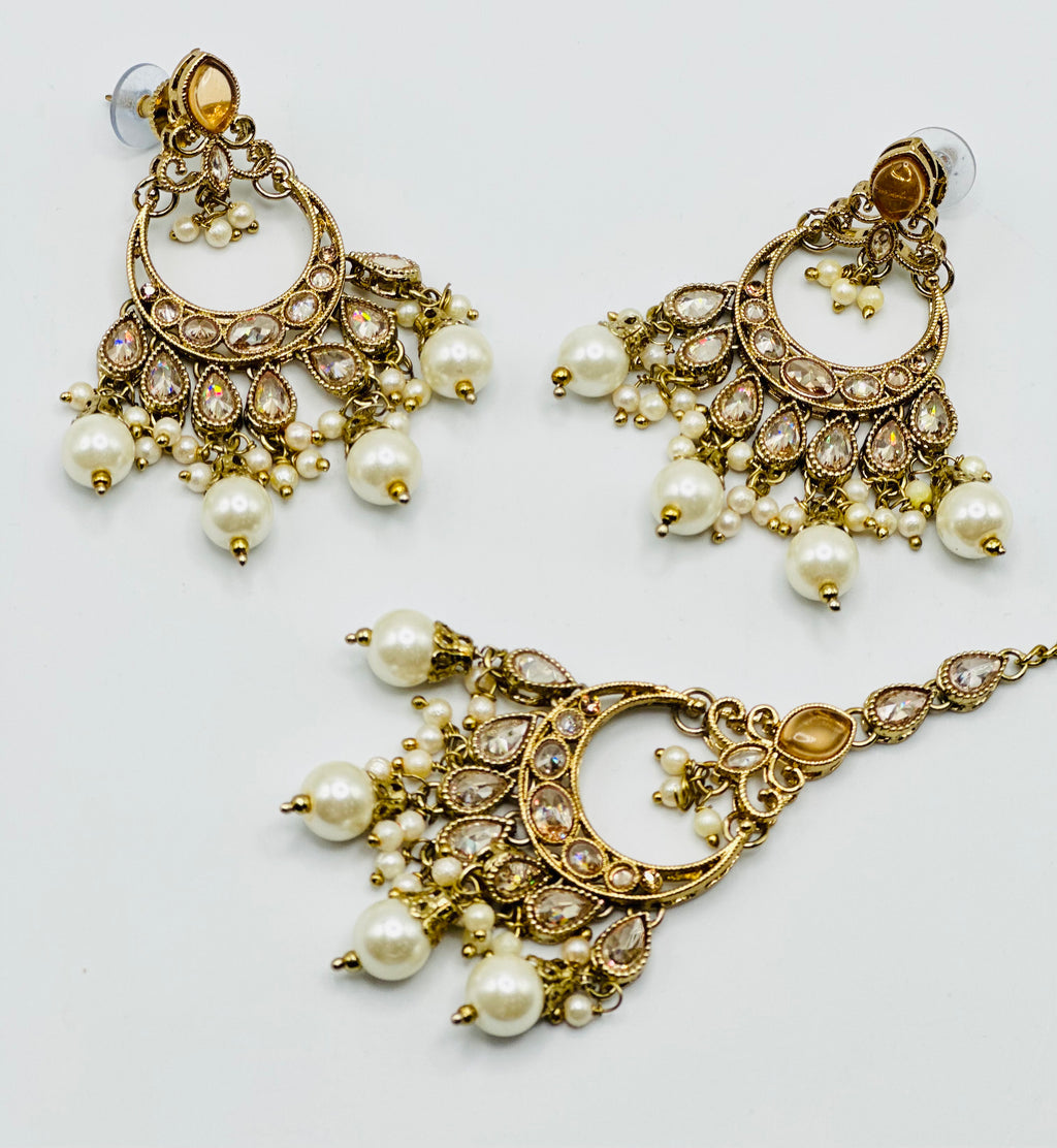Zageer Golden Polki Necklace Set | Simzdesignzz |