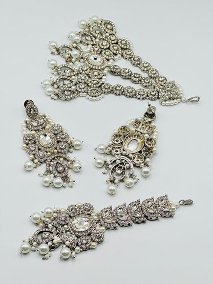 Silver Polki Bridal|Semi-Bridal Set Necklace | Simzdesignzz |