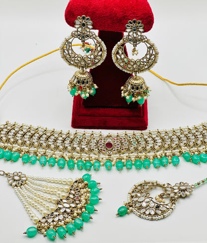 Mirror Work Necklace Set With Passa | Simzdesignz | Semi-Bridal|