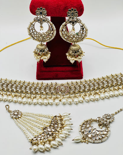 Mirror Work Necklace Set With Passa | Simzdesignz | Semi-Bridal|