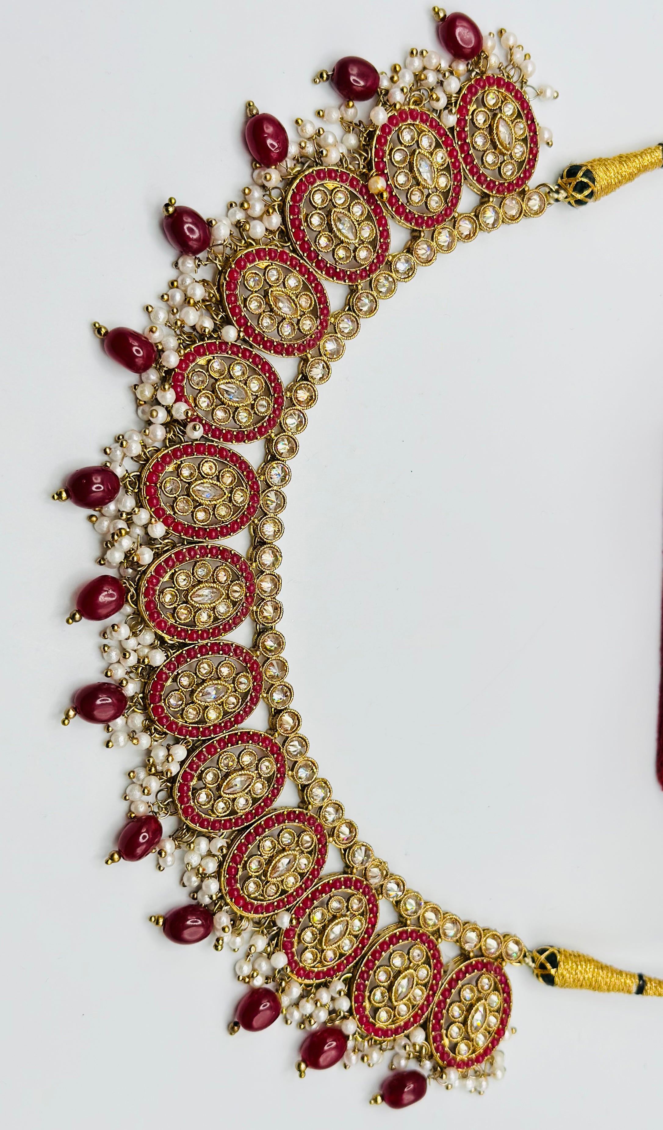 Maroon Oval-Shape Necklace | Simzdesignzz |