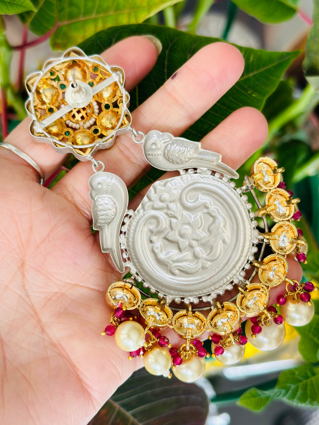 Tyani Fusion With Oxidized Beautiful Parrot Designed Earrings | Simzdesignzz |