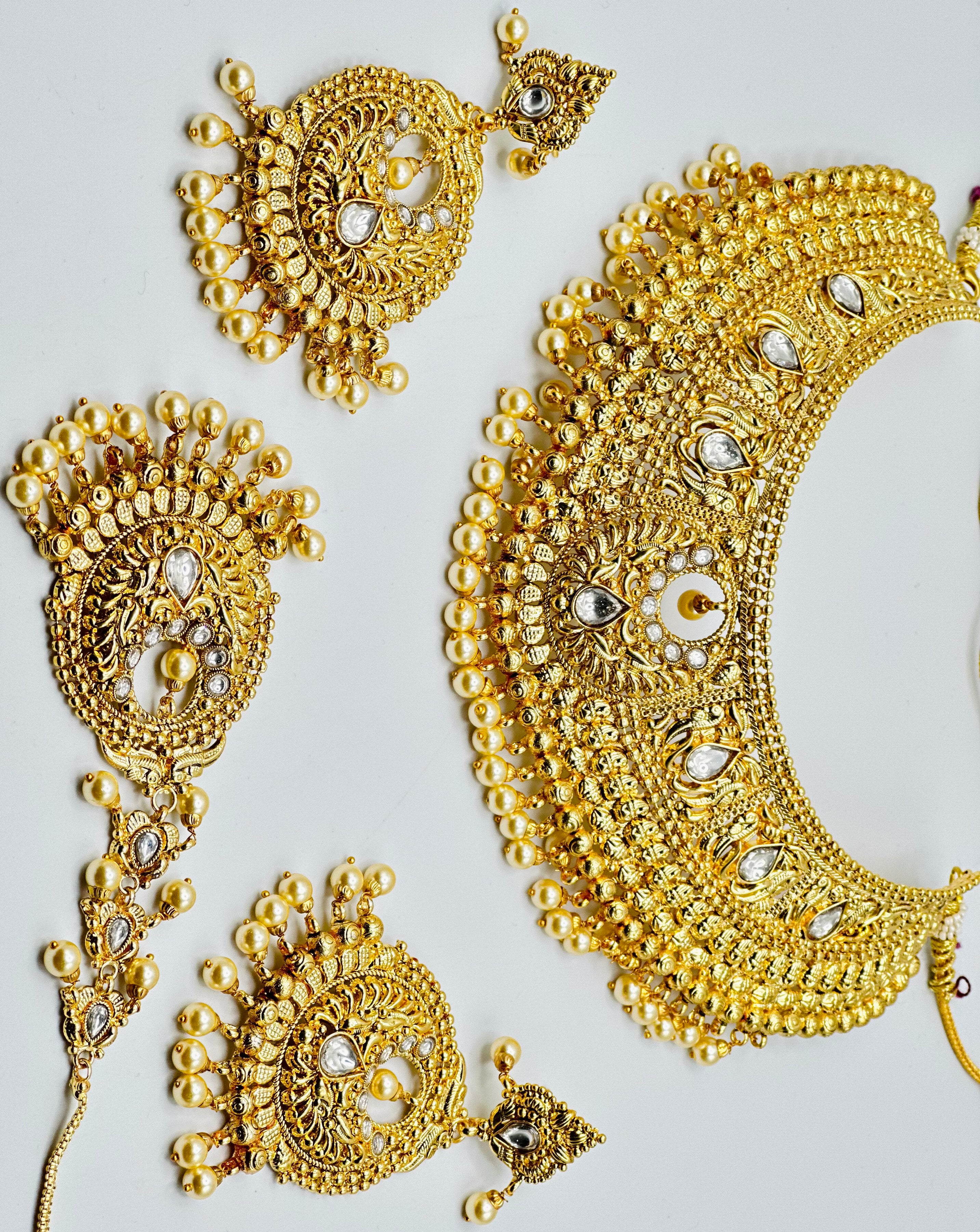 Padhmavati Bridal|Semi-Bridal 1GM Gold-Plated Necklace Set | Simzdesignzz |