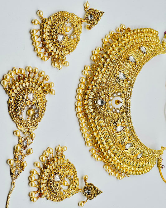 Padhmavati Bridal|Semi-Bridal 1GM Gold-Plated Necklace Set | Simzdesignzz |