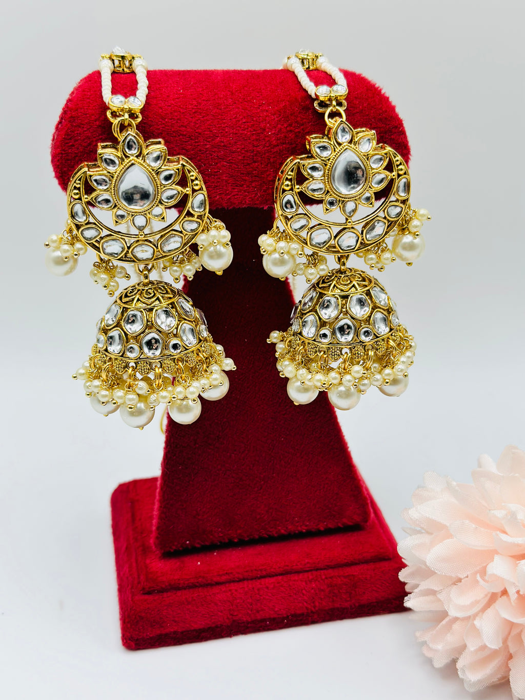 Sana  Kundan Jhumki Earrings | Simzdesignzz |