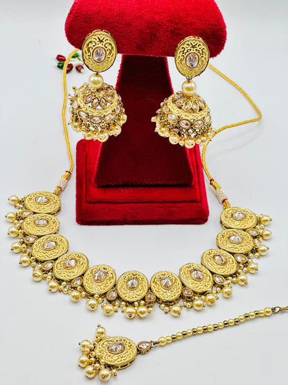 Oval Polki Necklace| Simzd With Jhumki | Simzdesignzz |