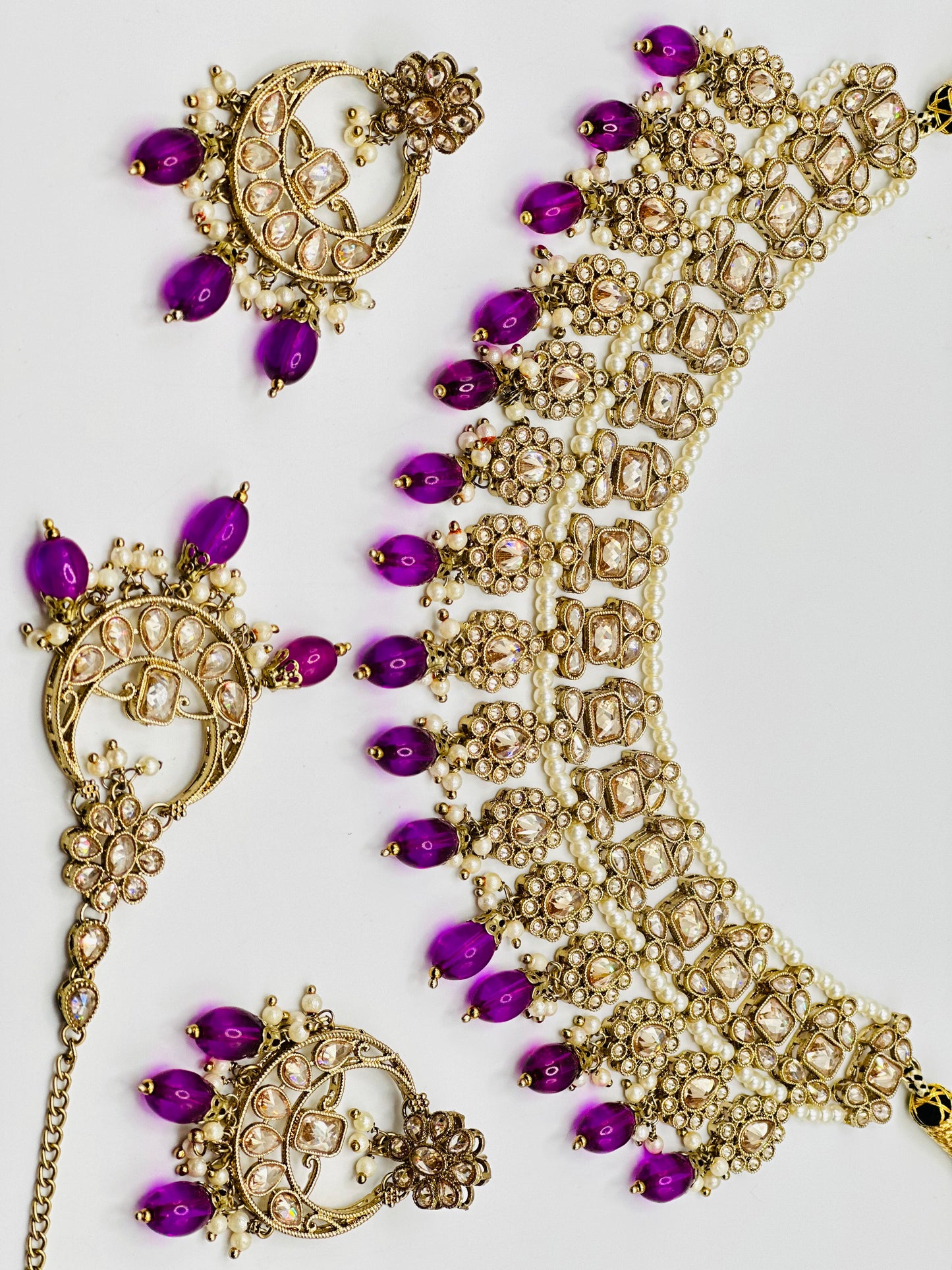 Mirza Purple Colour Polki Necklace | Simzdesignzz |